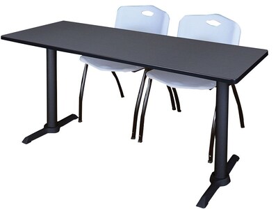 Regency Seating Cain 60 x 24 Training Table, Grey & 2 M Stack Chairs, Grey (MTRCT6024GY47GY)