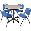 Regency Seating Kobe 42 Round Breakroom Table- Beige & 4 M Stack Chairs- Blue