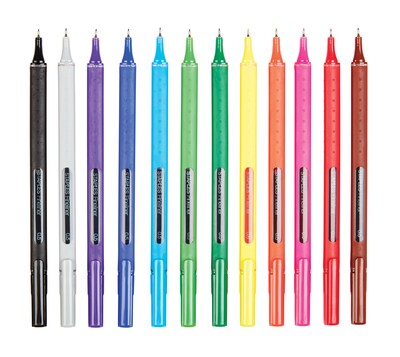 Liquid Felt Tip Pens Fine 0.5mm Assorted 12pk [44964]