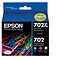 Epson 702 DURABrite Ultra Ink Cartridge, High Yield Black and Standard Yield Colors, Multipack CMYK