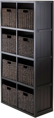 Winsome 20853 4 x 2 Cube Shelf with Wainscoting Panel, Black