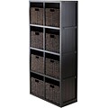 Winsome 20853 4 x 2 Cube Shelf with Wainscoting Panel, Black