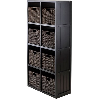 Winsome 20853 4 x 2 Cube Shelf with Wainscoting Panel, Black