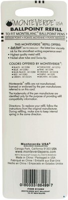 YAFA® Monteverde USA® Soft Roll™ Ballpoint Pen Refill, Medium Point, Black Ink, 2/Pack (M132BK)