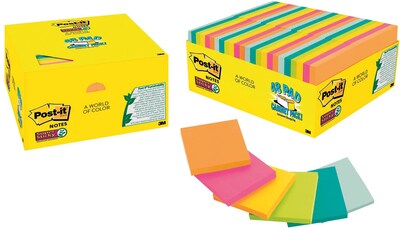 Post-it® Super Sticky Notes, 3 x 3 Assorted Bora Bora and Rio de Janeiro Collections, 48/Pack