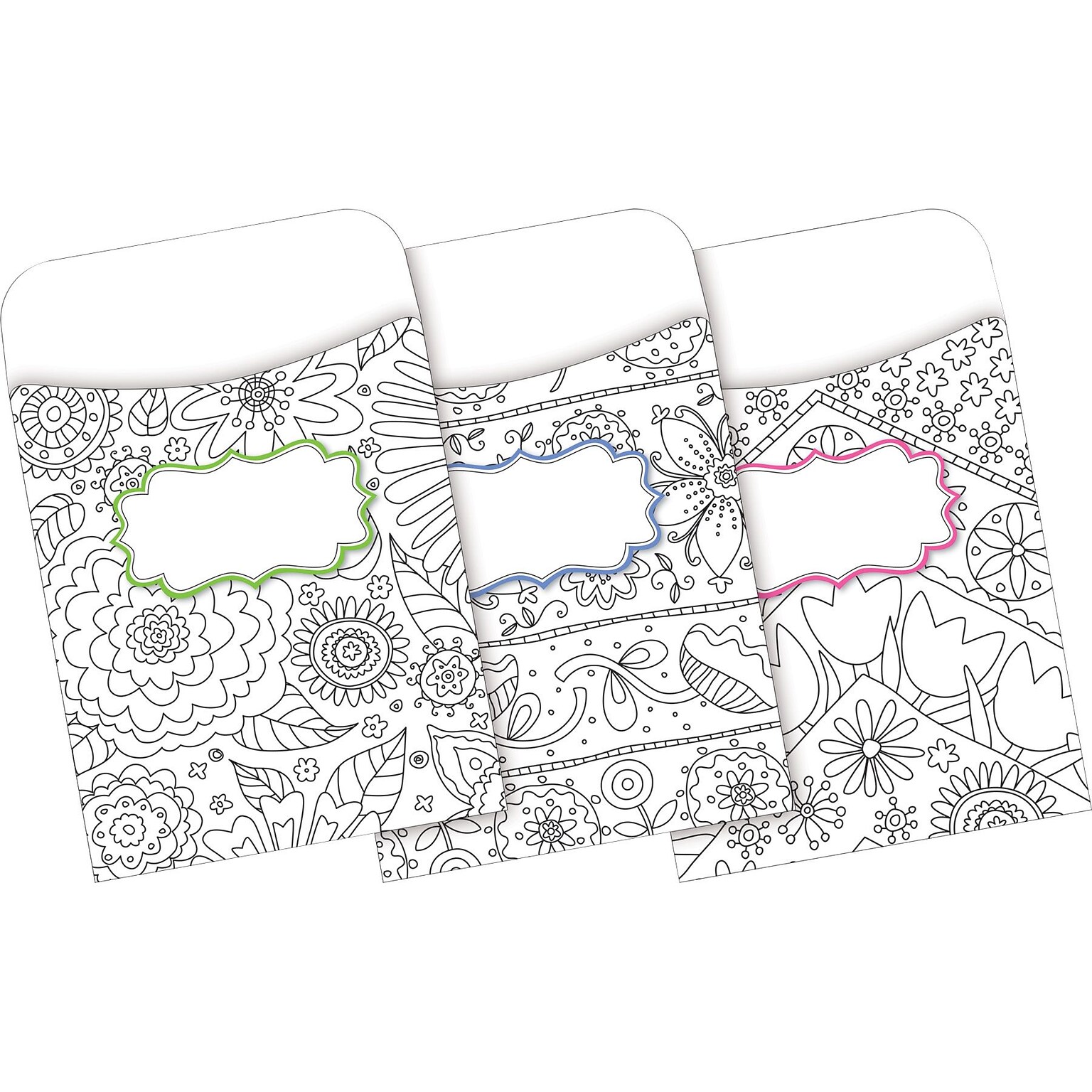 Barker Creek Color Me! In My Garden Peel & Stick Library Pockets, 30/Pack (BC1243)