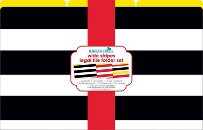 Barker Creek Buffalo Plaid & Wide Stripes File Folders, 1/3-Cut Tab, Legal Size, Assorted Colors, 9/Pack (BC2507)