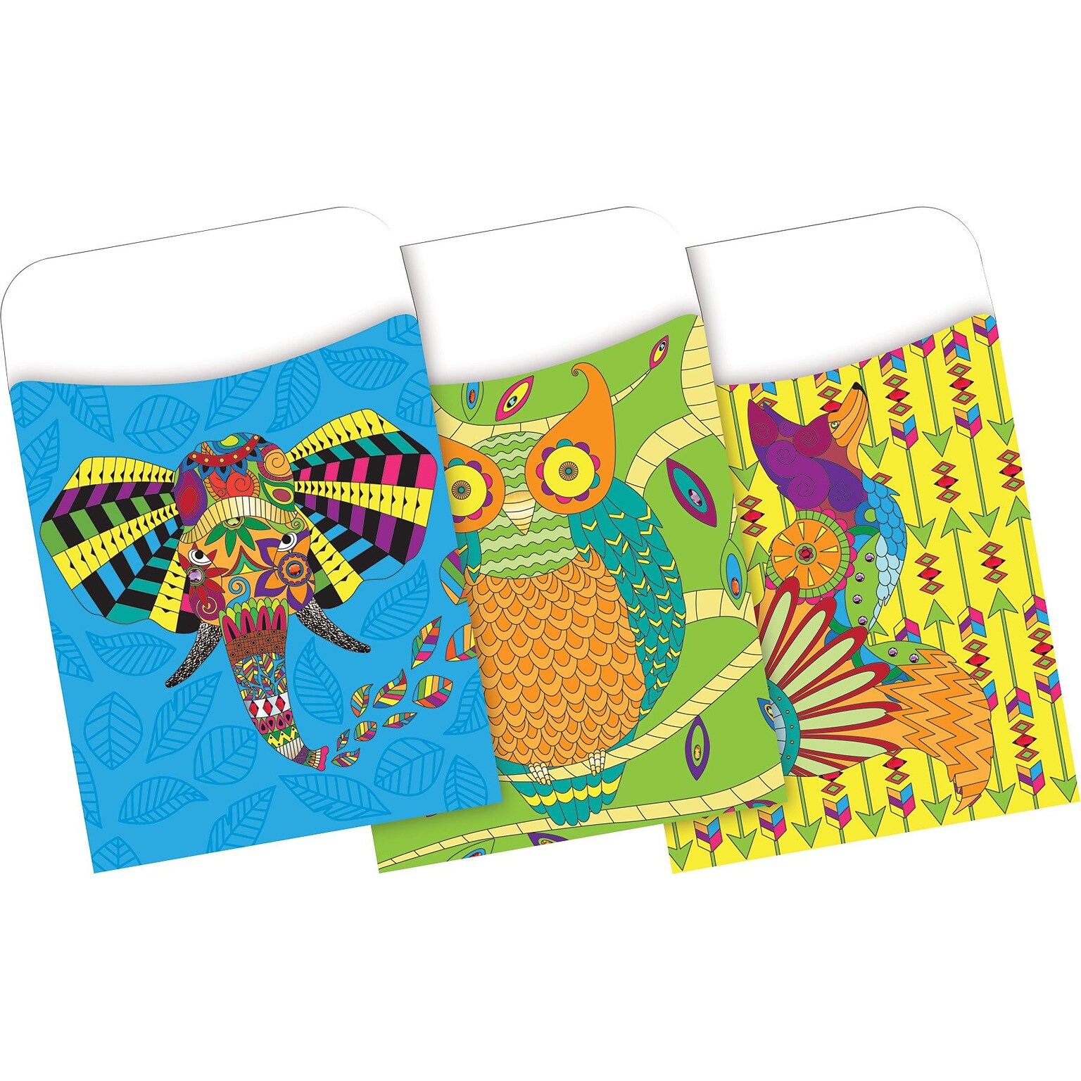 Barker Creek Bohemian Animal Library Pockets, 5.125 x 3.5, 60/Pack (BC1242)