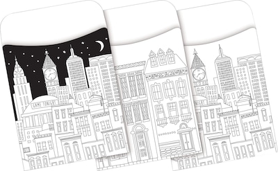 Barker Creek Color Me! Cityscapes Peel & Stick Library Pockets, 30 Pieces Per Pack (BC1244)