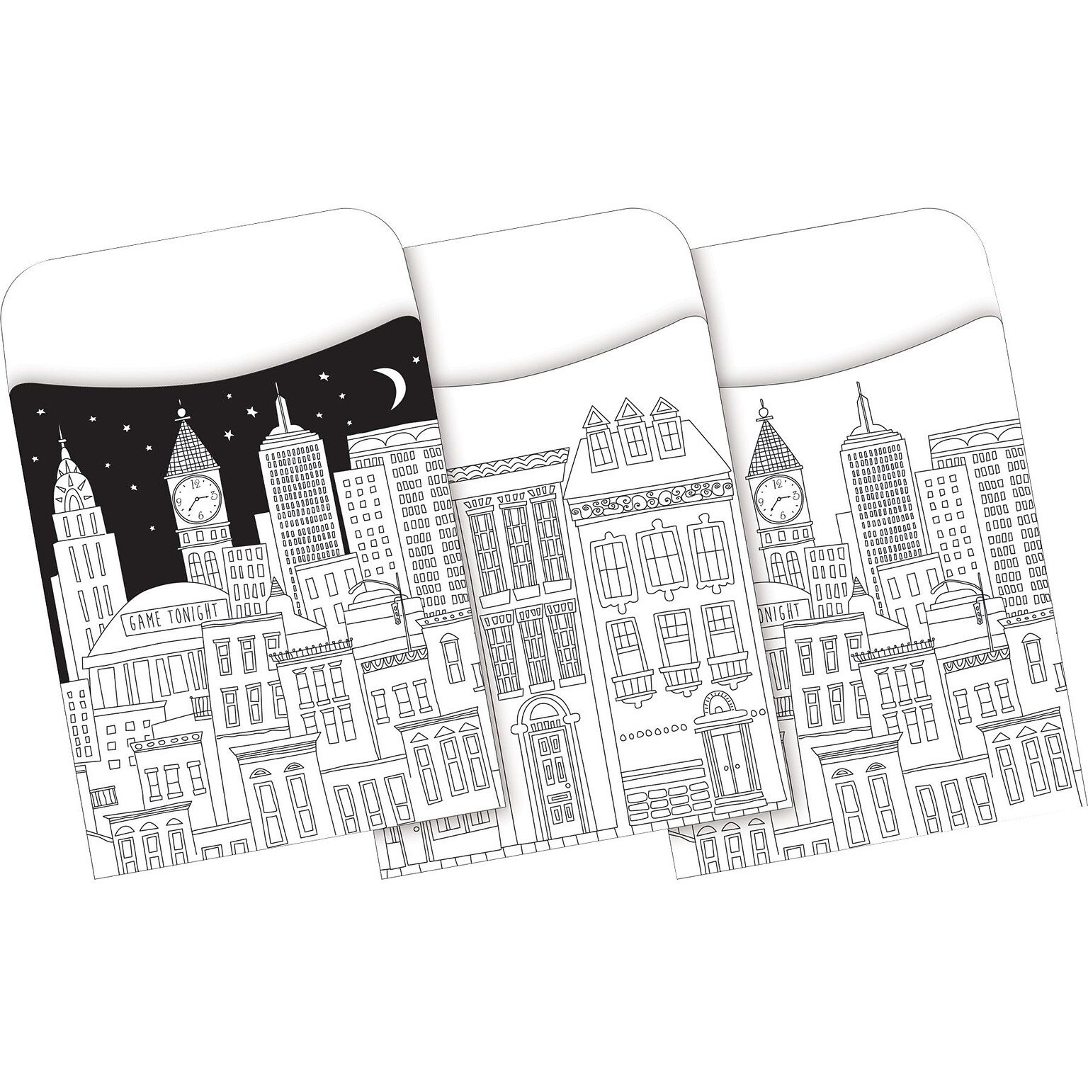 Barker Creek Color Me! Cityscapes Library Pockets, 5.125 x 3.5, 60/Pack (BC1244)