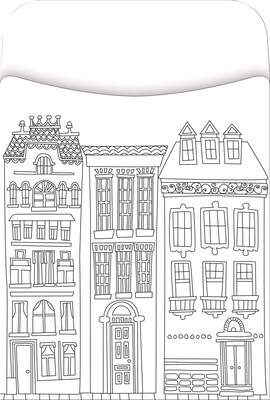 Barker Creek Color Me! Cityscapes Library Pockets, 5.125" x 3.5", 60/Pack (BC1244)