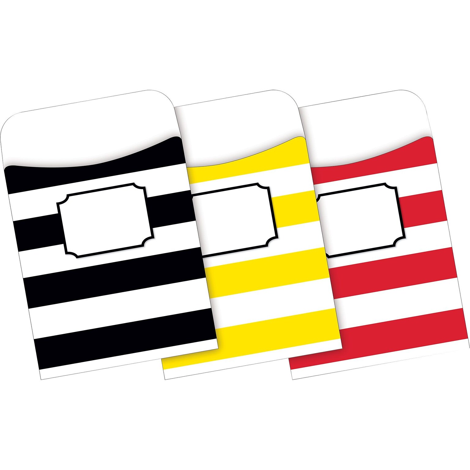 Barker Creek Buffalo Plaid & Wide Stripes Peel & Stick Library Pockets, 5.125 x 3.5, 30/Pack (BC1246)