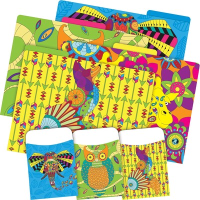 Barker Creek Bohemian Animals Folder & Pocket Set, 12/PK (BC3536)