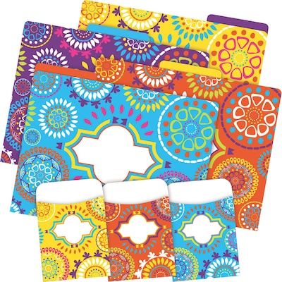 Barker Creek Moroccan File Folders and Library Pockets, 1/3-Cut Tab, Letter Size, Assorted Colors, 4