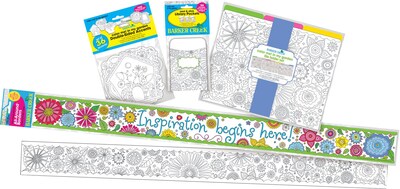 Barker Creek Color Me! In My Garden Classroom Decor Set, 78 items plus 35-ft of double-sided trim (B