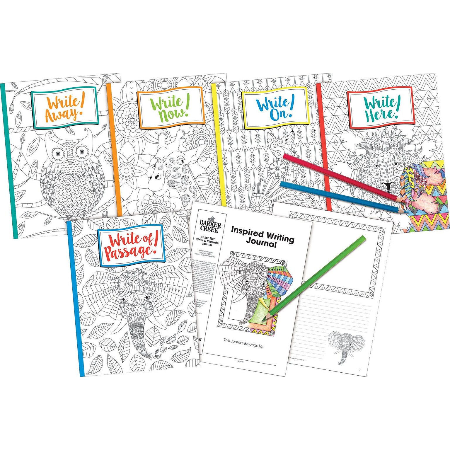 Barker Creek Inspired Writing Journal Set, 8.5 x 11, College Ruled, Assorted Colors, 10/Set (BC3514)