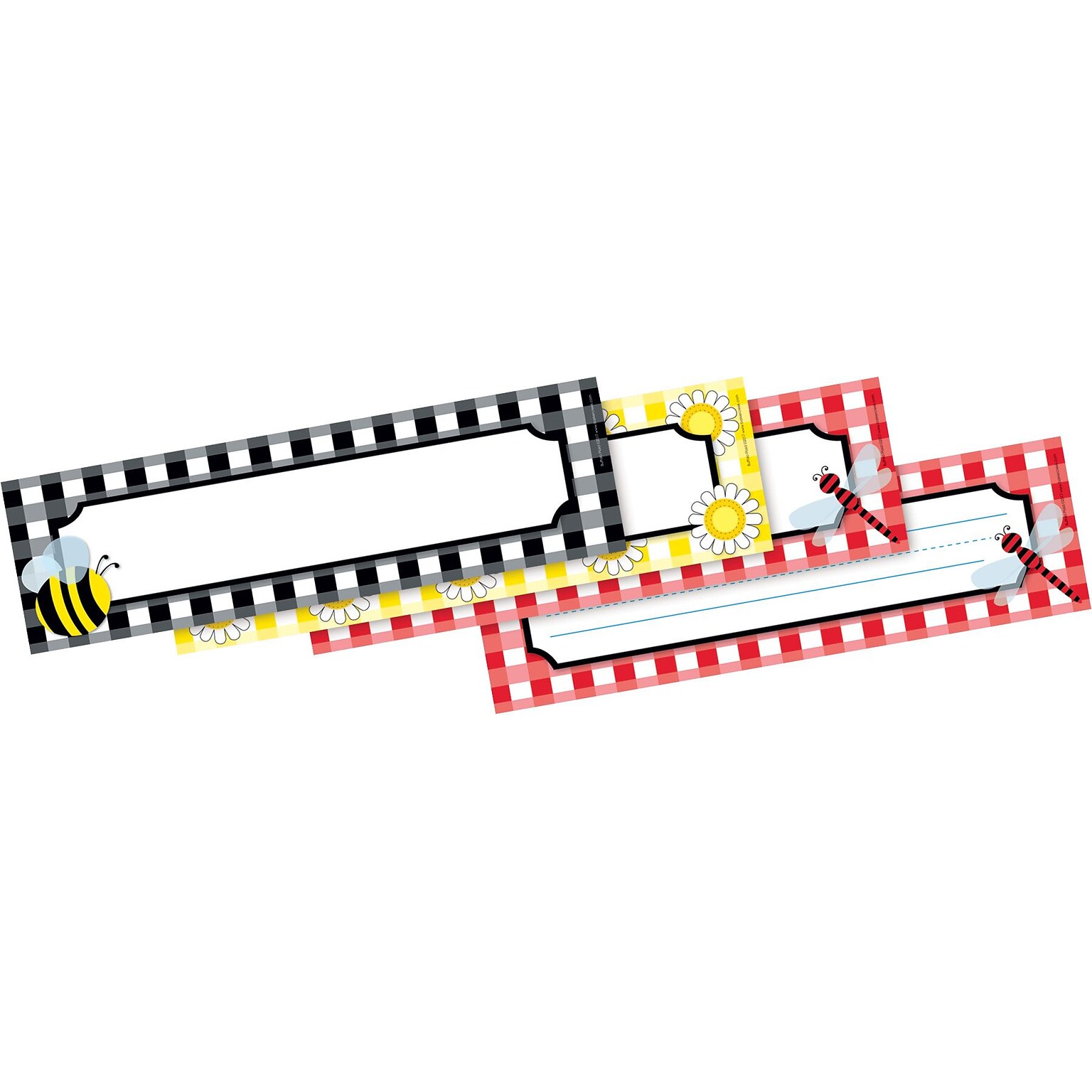 Barker Creek Buffalo Plaid School Name Plates, 12 x 3.5, 36/Pack (BC1440)