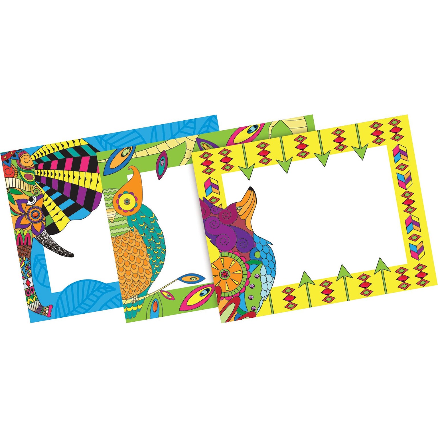 Barker Creek Self-adhesive Bohemian Animals School Name Tags, 2.75 x 3.5, 45/Pack (BC1548)