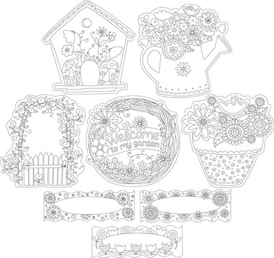 Barker Creek Color Me! In My Garden Double-Sided Accents, 36 Pieces Per Pack (BC2212)