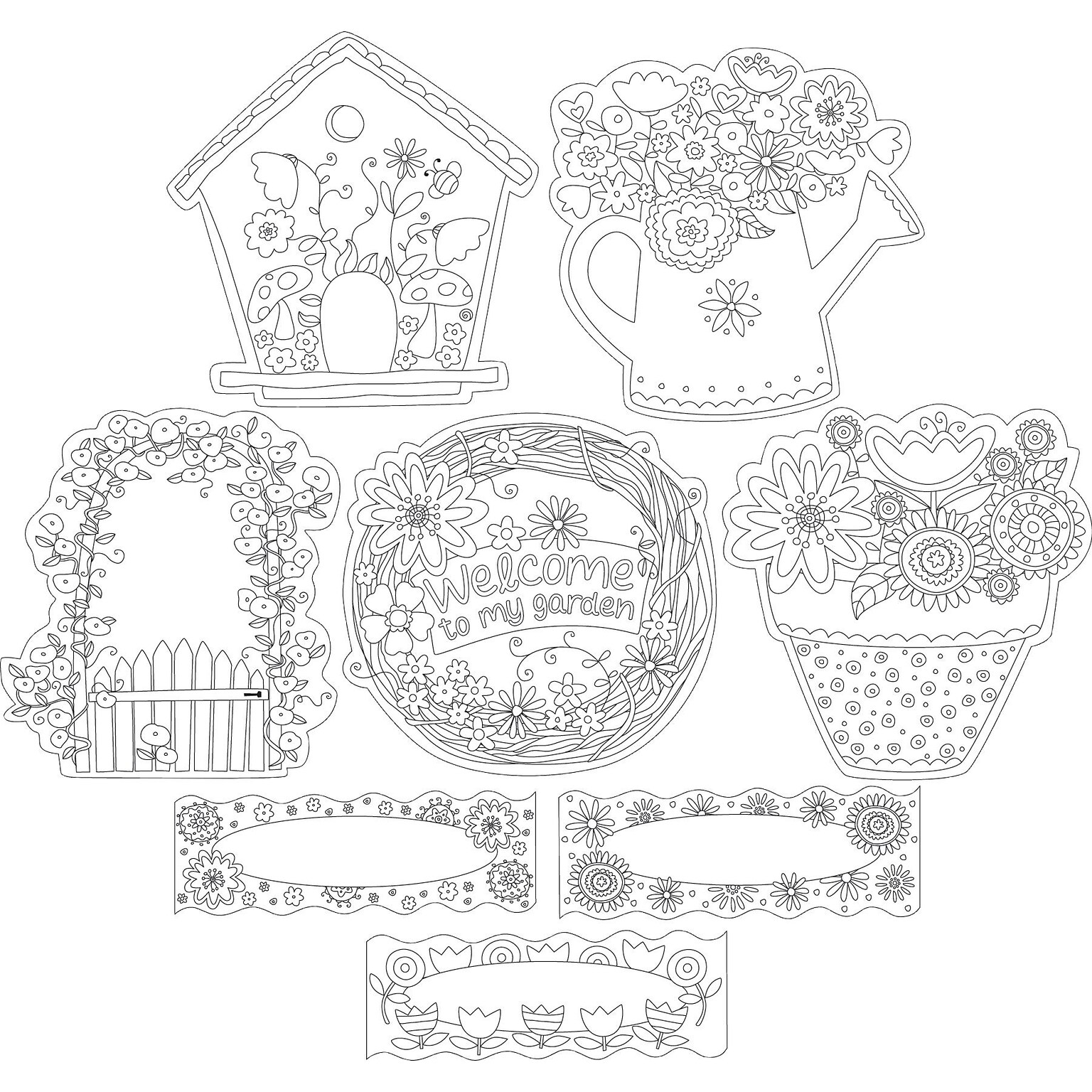Barker Creek Color Me! In My Garden Double-Sided Accents, 36 Pieces Per Pack (BC2212)