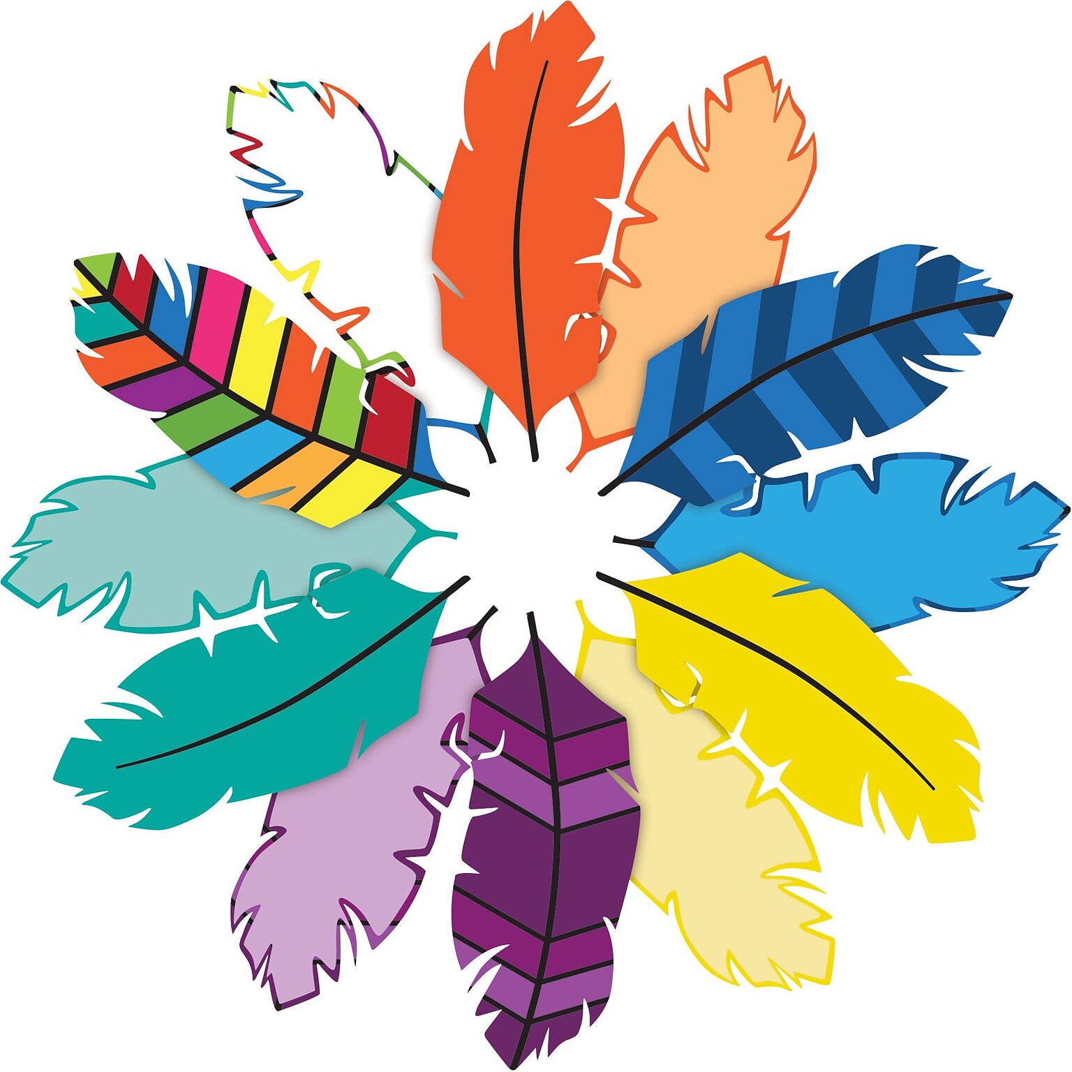 Barker Creek Bohemian Feathers Double-Sided Accents, 36 Pieces Per Pack (BC2215)