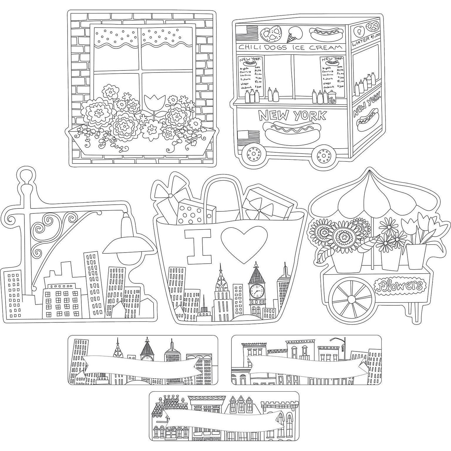 Barker Creek Color Me! Cityscapes Double-Sided Accents, 36/Pack (BC2217)