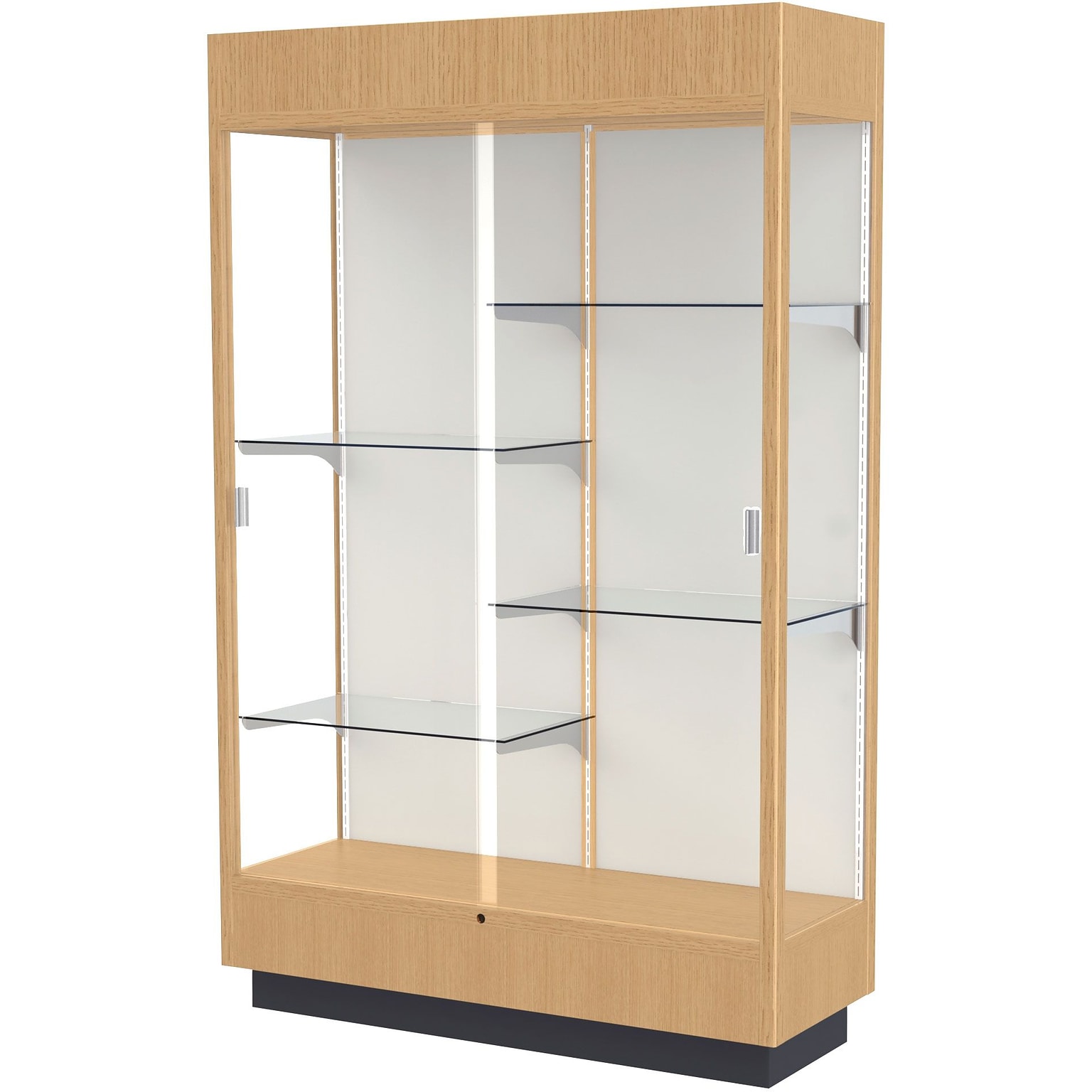 Waddell Heritage Floor Case, 48W x 70H x 18D, Plaque Back, Hardwood Natural Maple Finish w/ Lighted Cornice (893M-PB-H)
