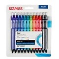 Staples® Quick Dry Retractable Gel Pen, Medium Point, Assorted Ink, Dozen (51069)