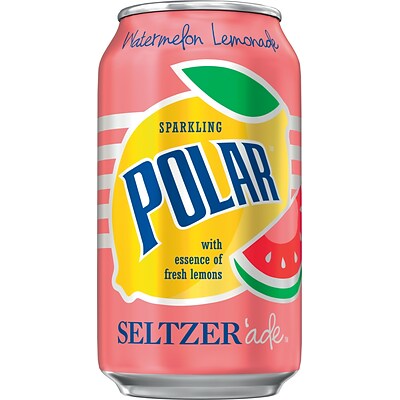 Polar® Watermelon Lemonade Seltzer'ade, 12 oz. Cans, 24/Pack (1000376)