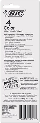 BIC 4-Color Stylus Pens, Medium Point, Assorted Ink (MMGSTP11-AST)