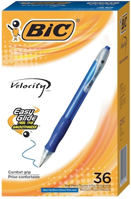 BIC Velocity Retractable Ballpoint Pens, Blue Ink, 1.0mm, 36/Pack (VLG361BLU)