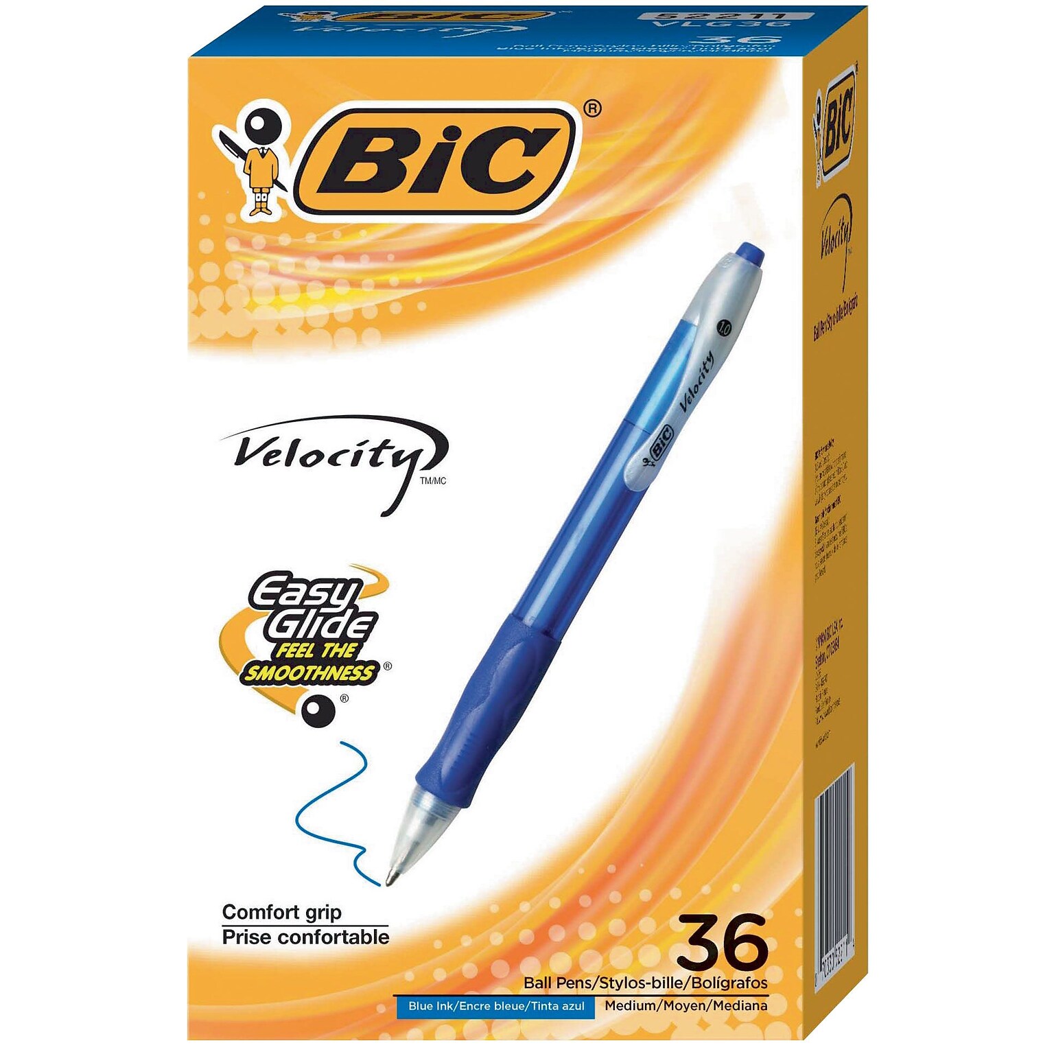 BIC Velocity Retractable Ballpoint Pens, Blue Ink, 1.0mm, 36/Pack (VLG261-BLU)