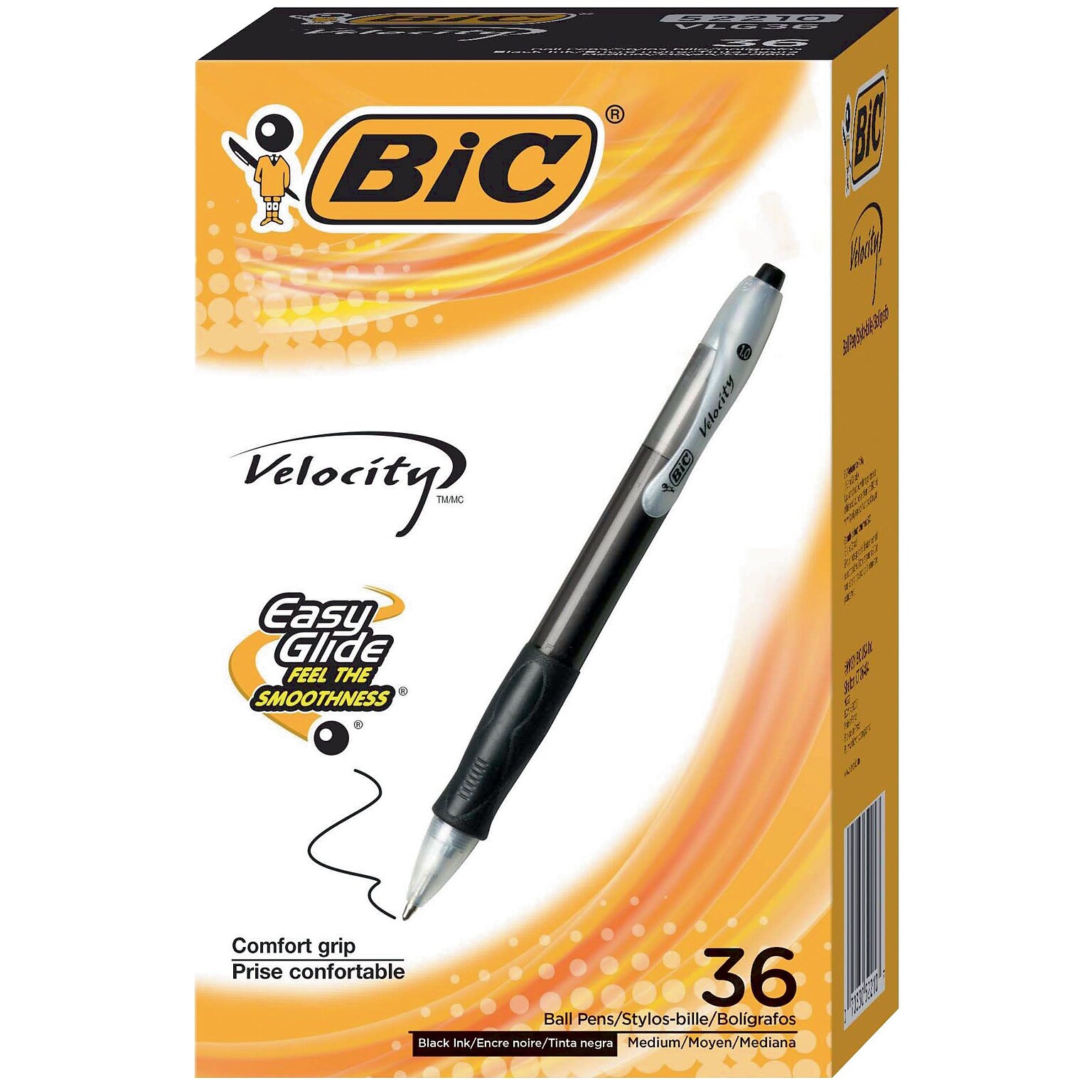 BIC Velocity Retractable Ballpoint Pens, Medium Point, 1.0mm, Black Ink, 36/Pack (VLG361BLK)