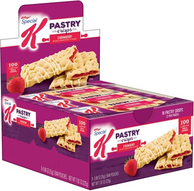 Special K Bars Pastry Crisps, Strawberry, 0.88 Oz., 9/Box (56923)