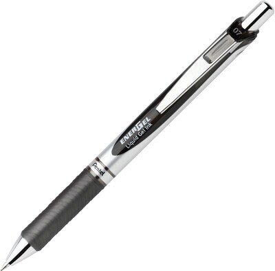 Pentel EnerGel RTX Retractable Gel Pens, Medium Point, 0.7mm, Black Ink, 5/Pack (BL77BP5A)