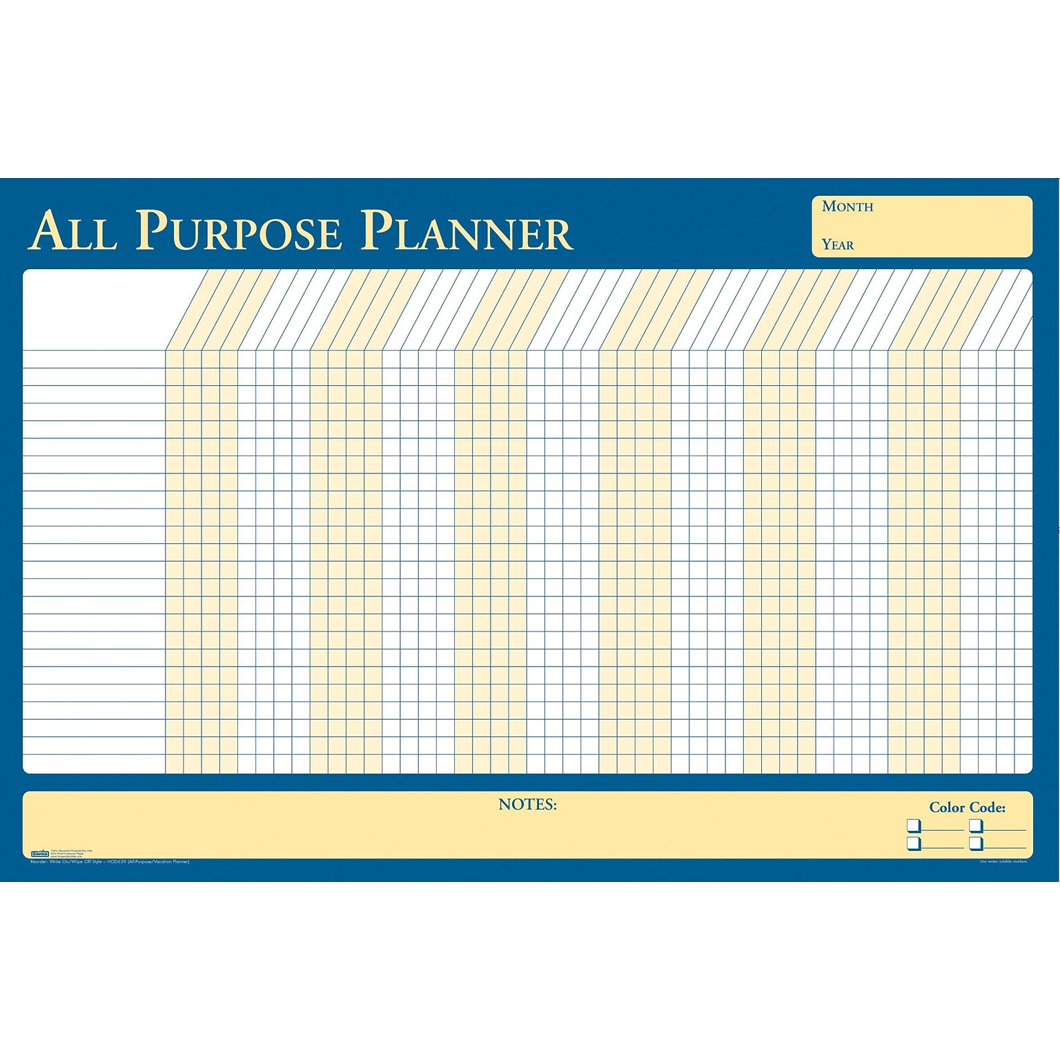 House of Doolittle 36 x 24 Reversible All Purpose/Vacation Planner, Yellow/Blue (639)