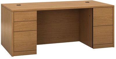 HON® 10500 Series™ Double Pedestal Desk with Full Pedestals, 29 1/2H x 72W x 36D, Harvest (105890