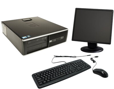 Refurbished HP Elite 8000 SFF Desktop BUNDLED with 19in LCD Monitor Intel Core 2 Duo 3.0Ghz 4GB RAM 250GB HDD Windows 10 Home