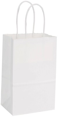 Bags & Bows® White 5 1/4 x 3 1/2 x 8 1/4 Shopping Bags, 250/Pack