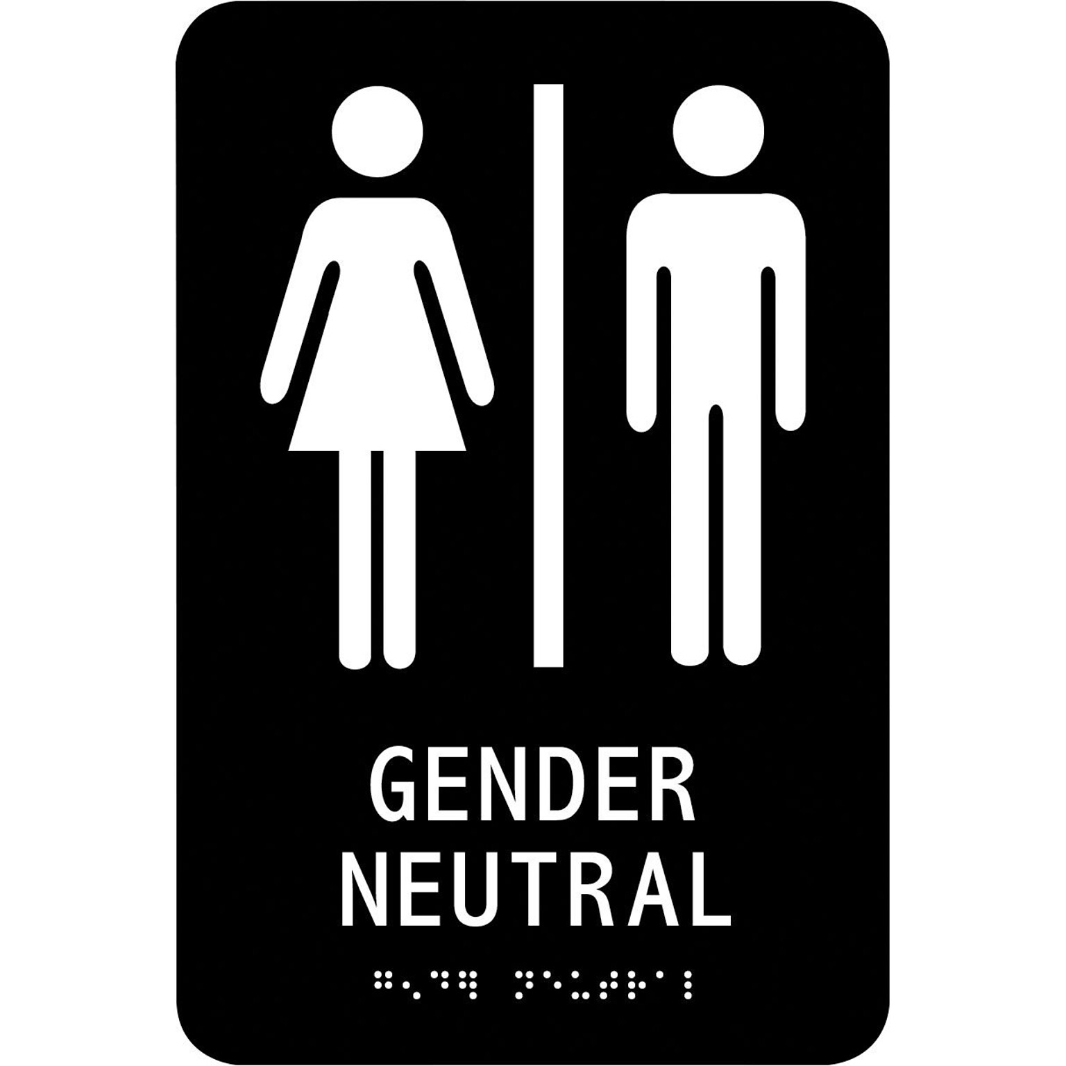 Accuform ADA Braille Sign, GENDER-NEUTRAL W/Graphic, 9 x 6, Plastic, Black (PAD106BK)