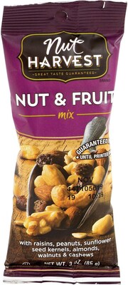 Nut Harvest Nut & Fruit Trail Mix, 3 oz., 8 Bags/Pack (295-00001)