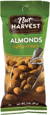 Nut Harvest Roasted Lightly Salted Almonds, 3 oz., 8 Bags/Pack (295-00002)