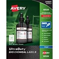 Avery UltraDuty GHS Labels for Pigment-Based Inkjet Printers, Waterproof, 2 x 2, 600/Box (60526)