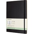 2018 Moleskine 12 Month Weekly Notebook, 7 x 9, XL Black Soft Cover (854047)