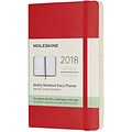 2018 MOLESKINE 12M WEEKLY NOTEBOOK, 3x5, POCKET RED SOFT(854184)