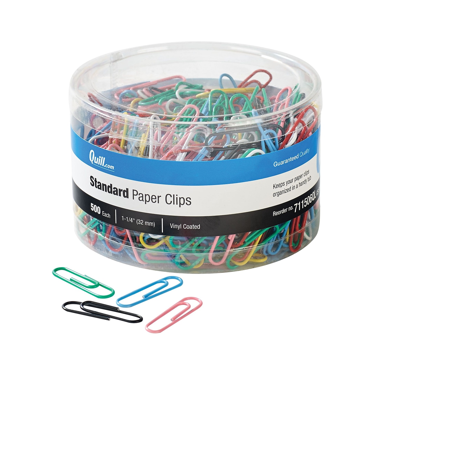 Quill Brand® Small Paper Clips, Assorted Colors, 500/Tub