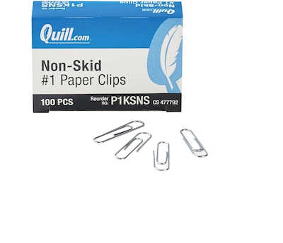 Quill Brand® Regular Non-Skid Paper Clips, 1000 Count, 1 Pack = 10 Boxes (P1KSNS)