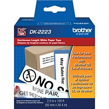 Brother DK-2223 Wide Width Continuous Paper Labels, 2 x 100, Black on White (DK-2223)