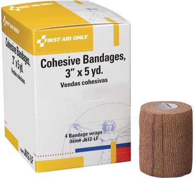 First Aid Only™ Cohesive Elastic Bandage Wrap You Can Tear, Latex-free, 3 x 5 yd, 4/box