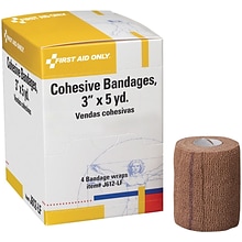 First Aid Only™ Cohesive Elastic Bandage Wrap You Can Tear, Latex-free, 3 x 5 yd, 4/box